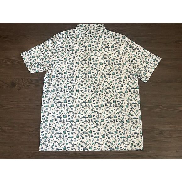 Criquet XL White Skiing Moose Print Short Sleeve Stretch Polo Shirt - Picture 4 of 7